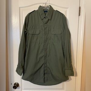 Propper Tactical Shirt Men’s M/L Army Green Long Sleeve Button Up Military Zip